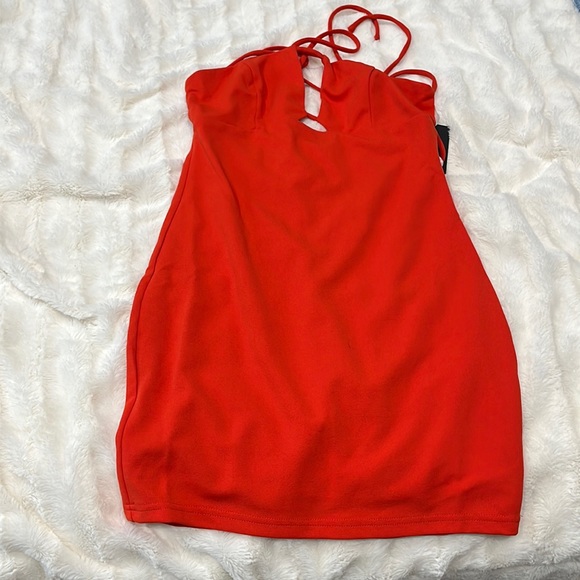 Lulu’s Orange Red Cutout Backless Bodycon Mini Dress - Picture 1 of 3